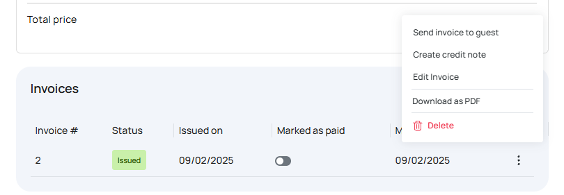 Send invoice screenshot