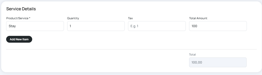 Payment details screenshot