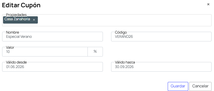 Screenshot cupón de descuento