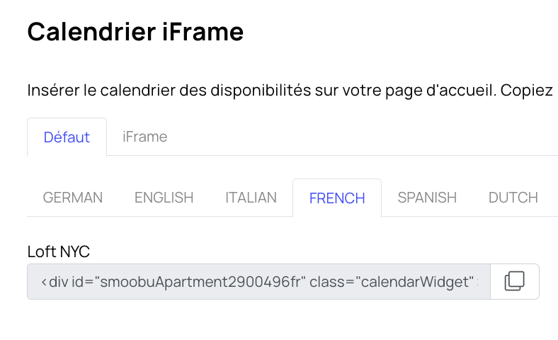Screenshot Calendrier iFrame