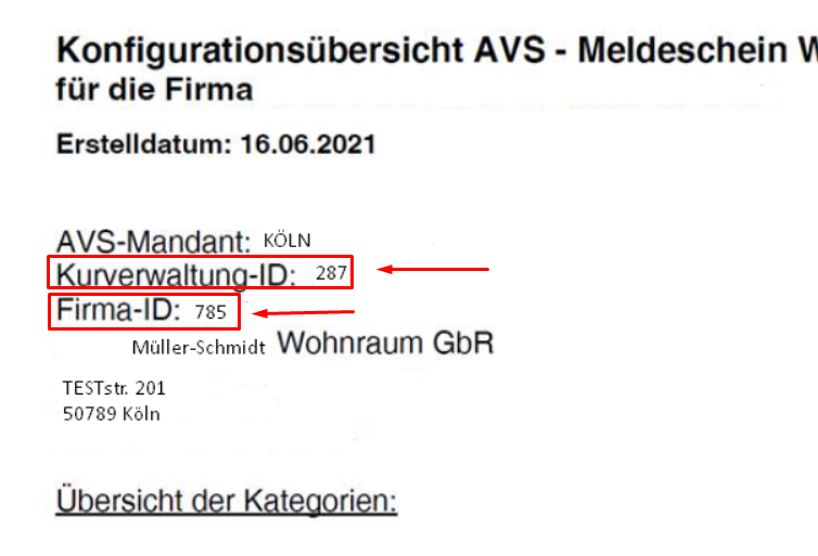 Prima pagina della scheda di configurazione AVS, con Spa Management ID e ID azienda